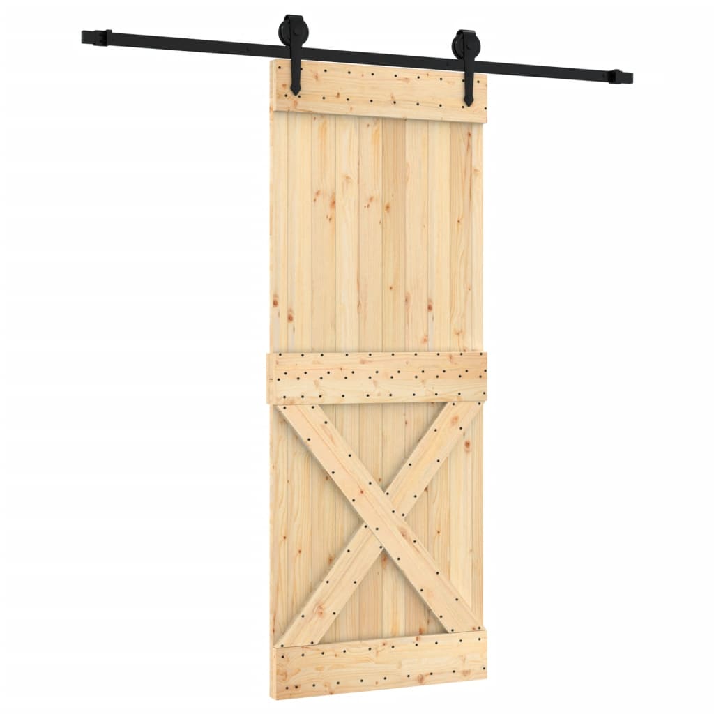 Porta Scorrevole con Set Hardware 80x210 cm Legno Massello Pino 3203243