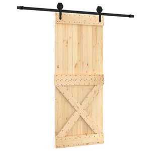 Porta Scorrevole con Set Hardware 85x210 cm Legno Massello Pinocod mxl 94213