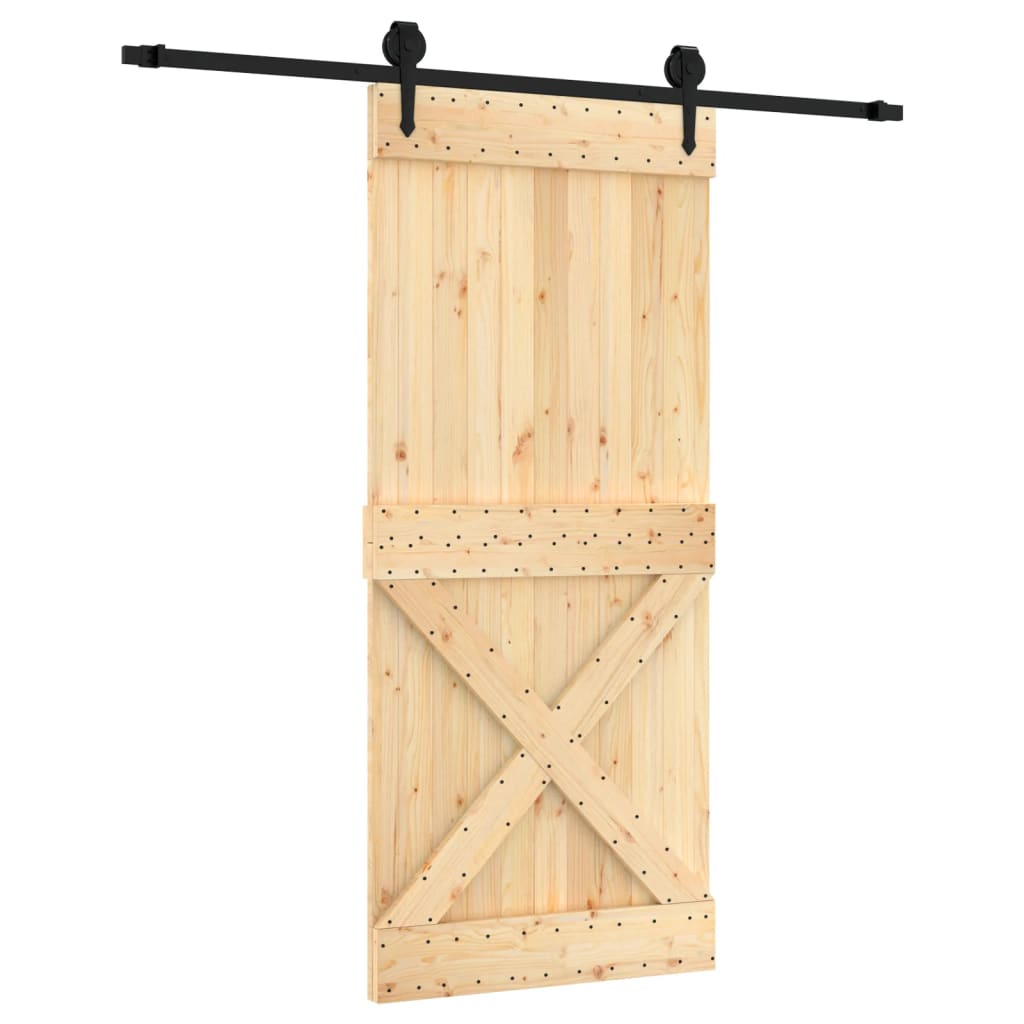 Porta Scorrevole con Set Hardware 90x210 cm Legno Massello Pinocod mxl 70193