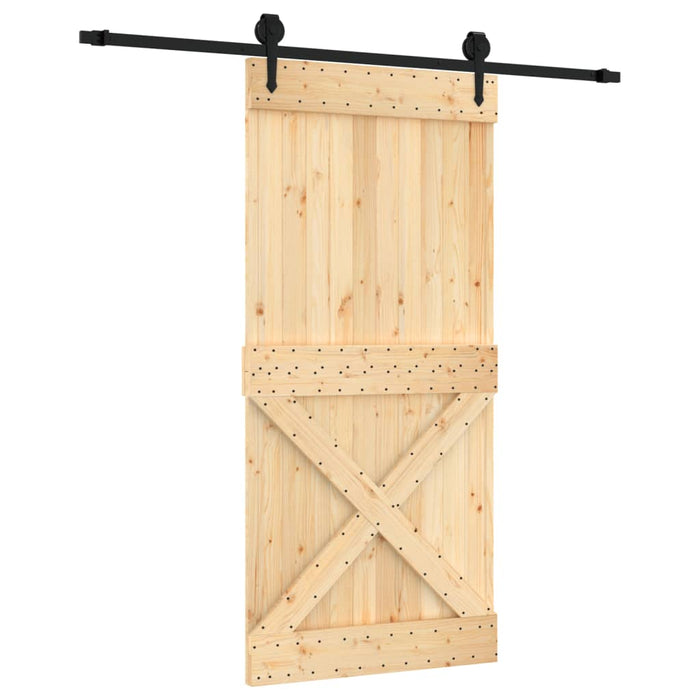 Porta Scorrevole con Set Hardware 95x210 cm Legno Massello Pinocod mxl 94214