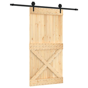 Porta Scorrevole con Set Hardware 100x210cm Legno Massello Pino 3203247