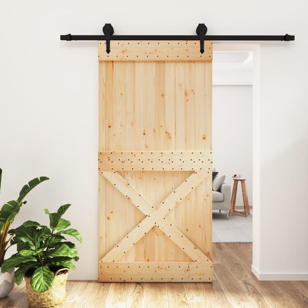 Porta Scorrevole con Set Hardware 100x210cm Legno Massello Pinocod mxl 70194