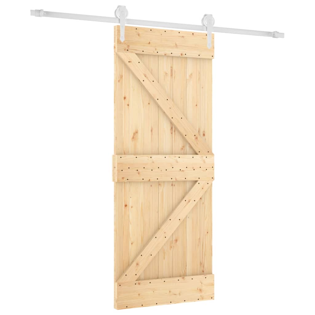 Porta Scorrevole con Set Hardware 85x210 cm Legno Massello Pino 3203249