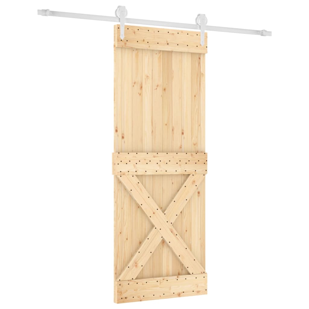 Porta Scorrevole con Set Hardware 90x210 cm Legno Massello Pino 3203252