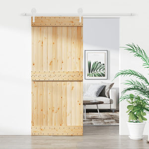 Porta Scorrevole con Set Hardware 90x210 cm Legno Massello Pinocod mxl 118152