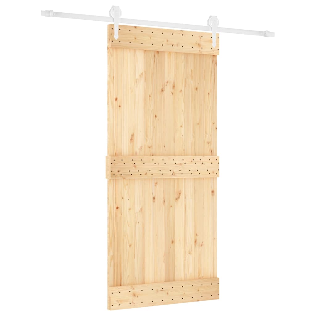 Porta Scorrevole con Set Hardware 95x210 cm Legno Massello Pinocod mxl 70195