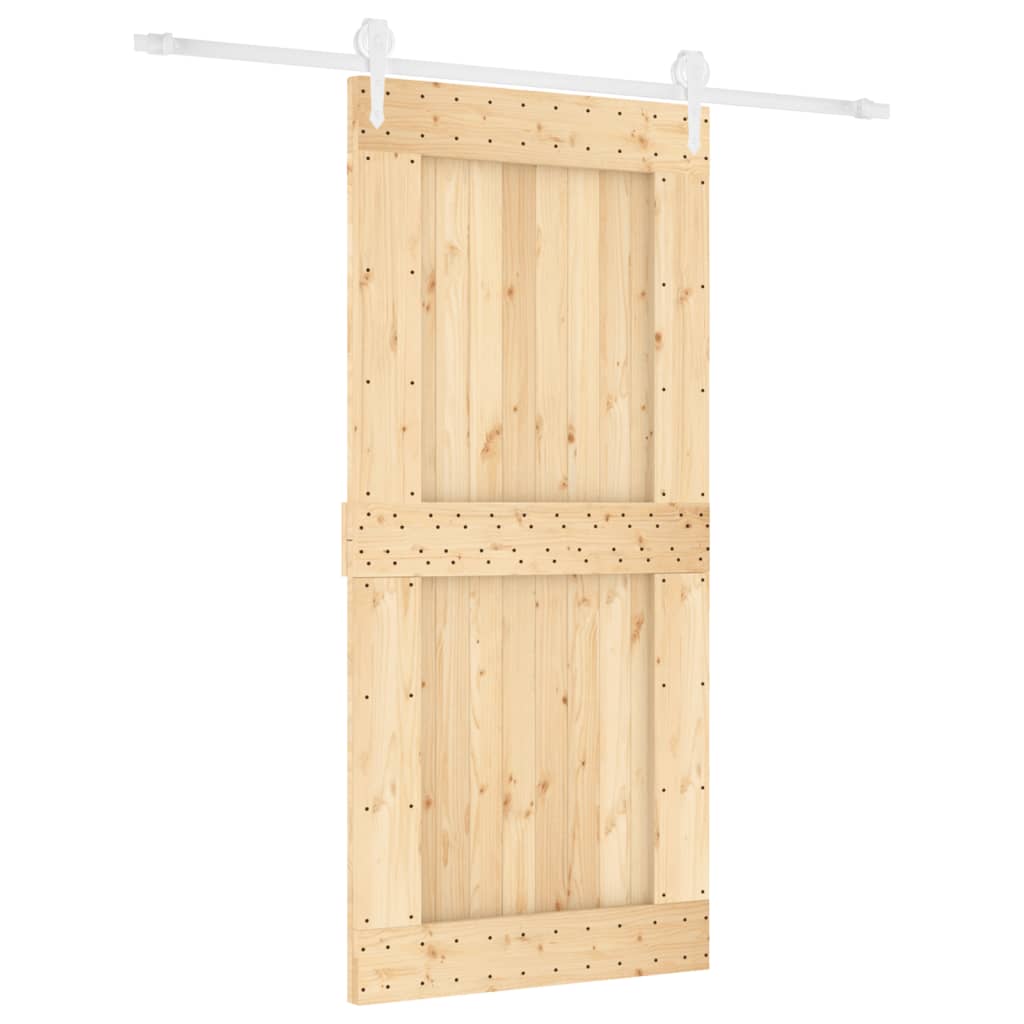 Porta Scorrevole con Set Hardware 95x210 cm Legno Massello Pinocod mxl 70196