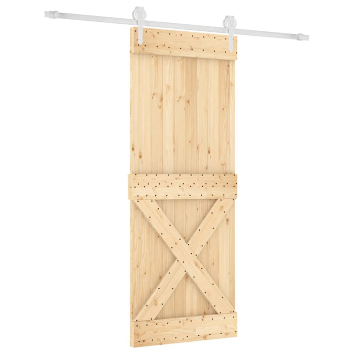 Porta Scorrevole con Set Hardware 80x210 cm Legno Massello Pino 3203267