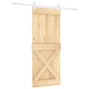 Porta Scorrevole con Set Hardware 85x210 cm Legno Massello Pino 3203268