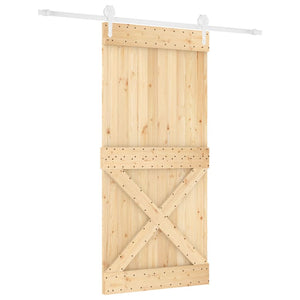 Porta Scorrevole con Set Hardware 95x210 cm Legno Massello Pinocod mxl 70198