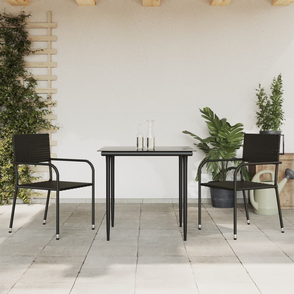 Set da Pranzo da Giardino 3 pz in Polyrattan e Acciaiocod mxl 77114