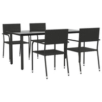 Set da Pranzo da Giardino 5 pz Nero in Polyrattan e Acciaio 3203284