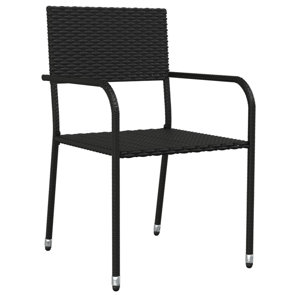 Set da Pranzo da Giardino 5 pz Nero in Polyrattan e Acciaio 3203284