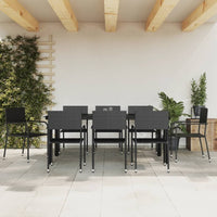 Set da Pranzo da Giardino 9 pz Nero in Polyrattan e Acciaio 3203287