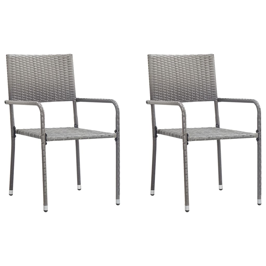 Set da Pranzo da Giardino 3 pz Nero Grigio Polyrattan e Acciaio 3203288