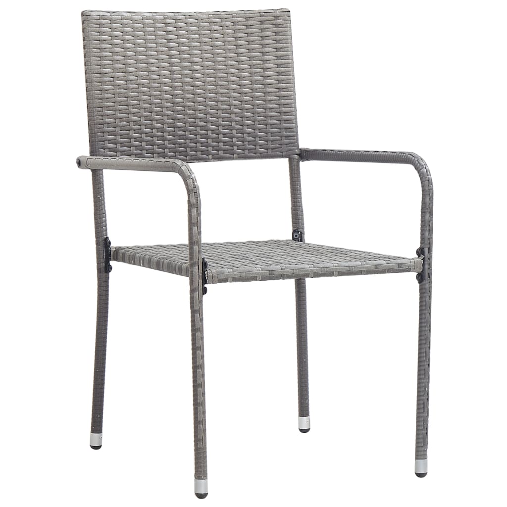 Set da Pranzo da Giardino 3 pz Nero Grigio Polyrattan e Acciaio 3203288