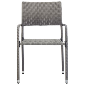 Set da Pranzo da Giardino 3 pz Nero Grigio Polyrattan e Acciaio 3203288