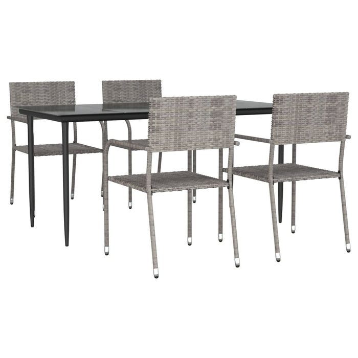 Set da Pranzo da Giardino 5 pz Nero Grigio Polyrattan e Acciaio 3203292