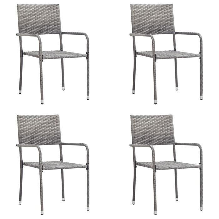 Set da Pranzo da Giardino 5 pz Nero Grigio Polyrattan e Acciaio 3203292