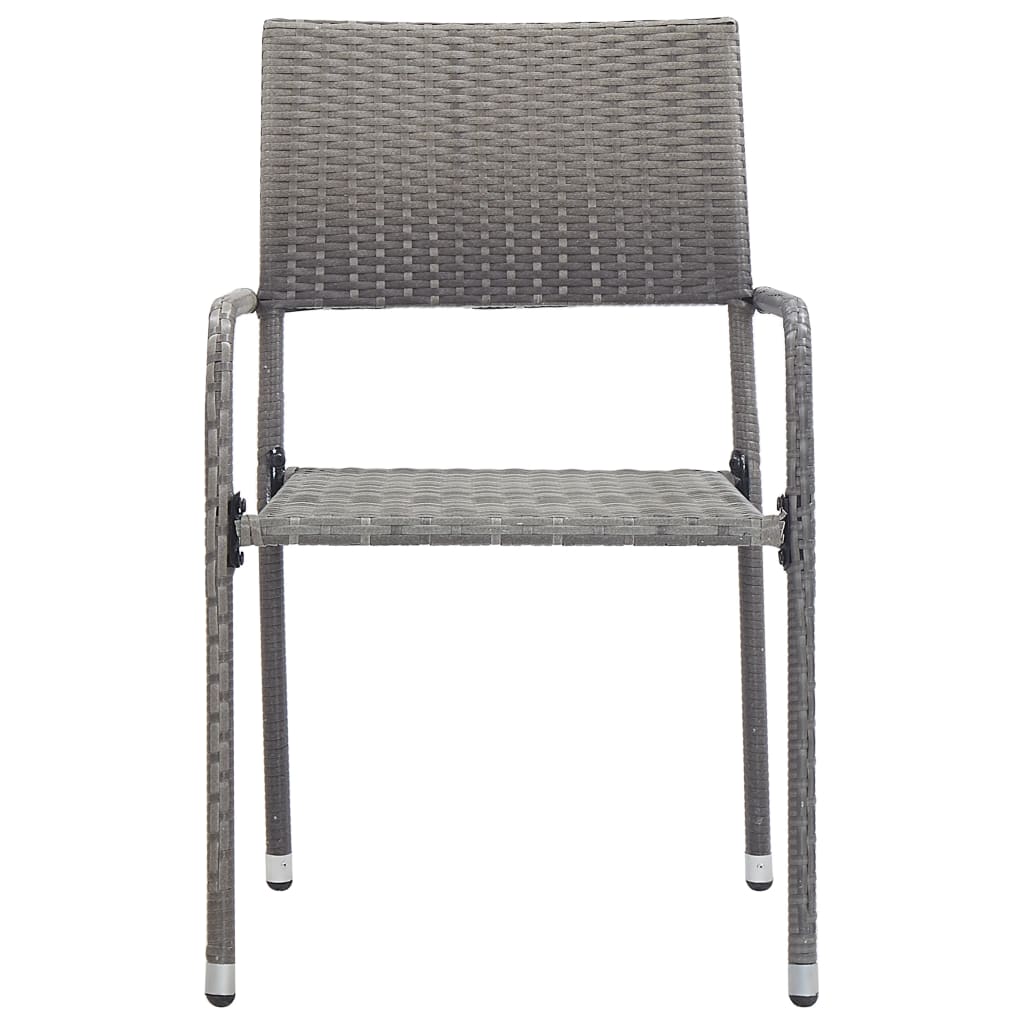 Set da Pranzo da Giardino 5 pz Nero Grigio Polyrattan e Acciaio 3203292