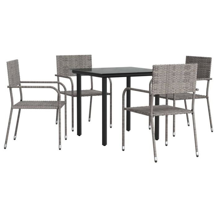 Set da Pranzo da Giardino 5 pz Nero Grigio Polyrattan e Acciaio 3203297