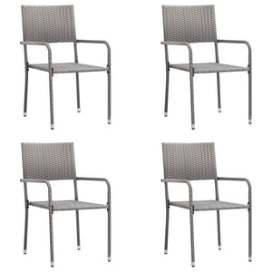 Set da Pranzo da Giardino 5 pz Nero Grigio Polyrattan e Acciaio 3203297