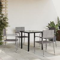 Set da Pranzo da Giardino 5 pz Nero Grigio Polyrattan e Acciaiocod mxl 125048