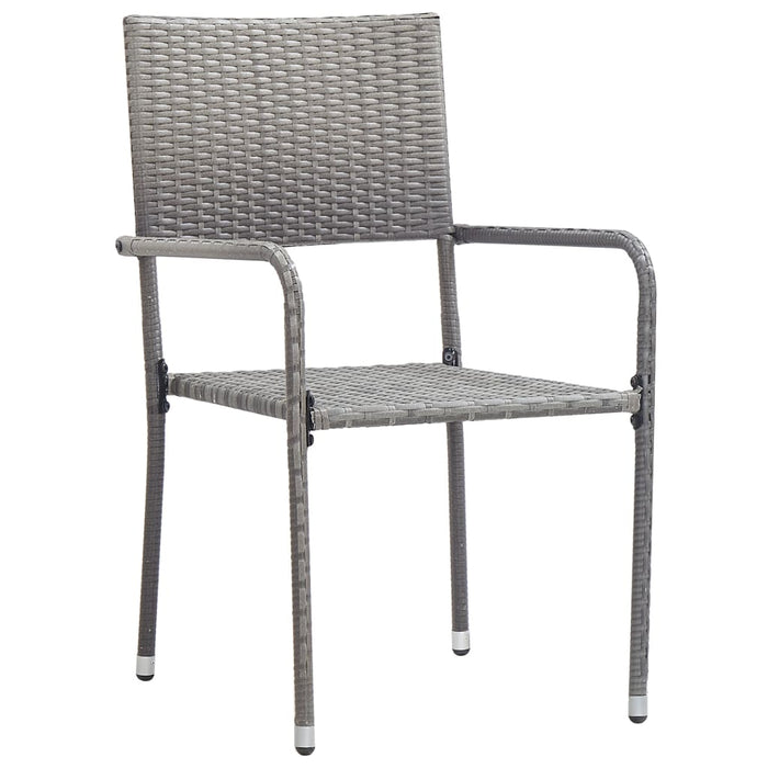 Set da Pranzo da Giardino 5 pz Nero Grigio Polyrattan e Acciaio 3203298