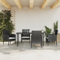 Set da Pranzo da Giardino 5 pz Nero in Polyrattan e Acciaio 3203308