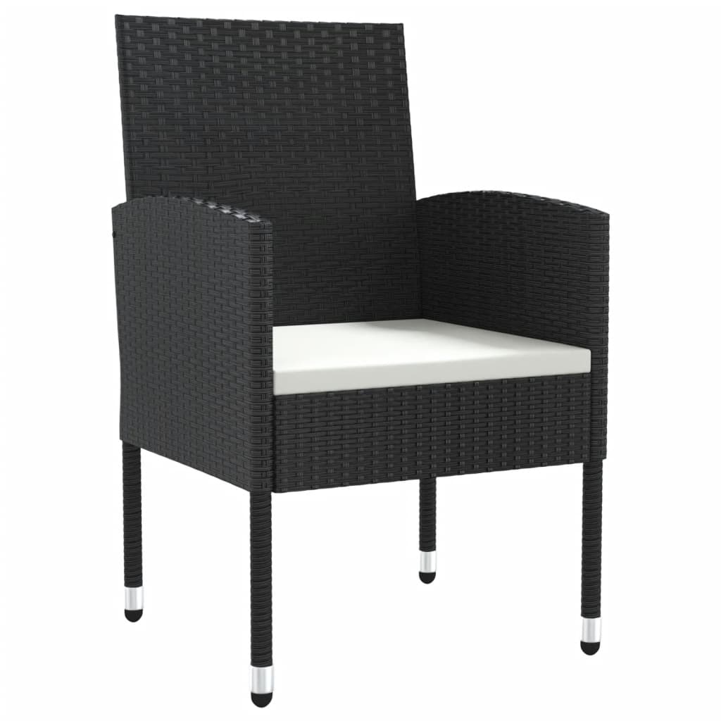 Set da Pranzo da Giardino 7 pz Nero in Polyrattan e Acciaio 3203309