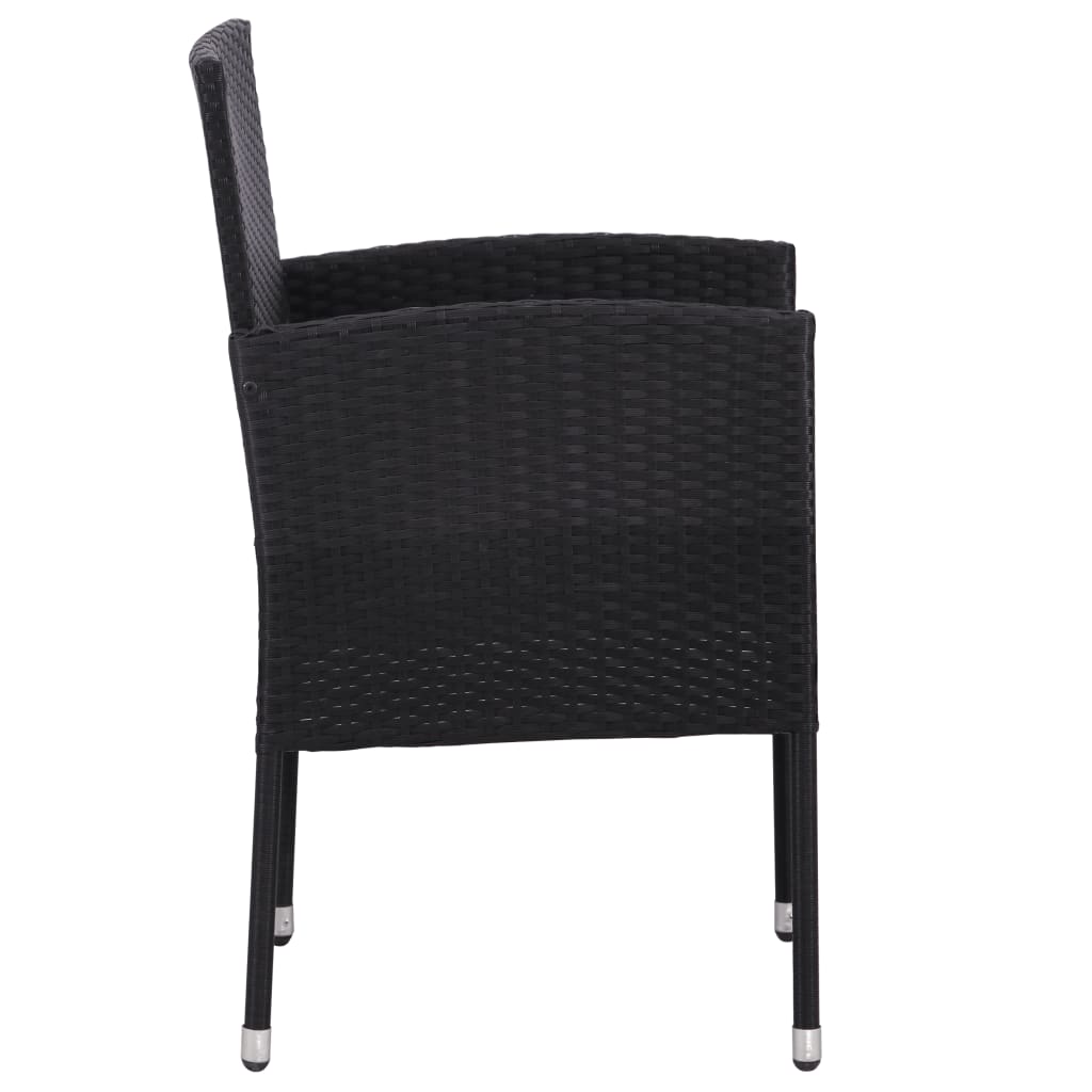 Set da Pranzo da Giardino 7 pz Nero in Polyrattan e Acciaio 3203309