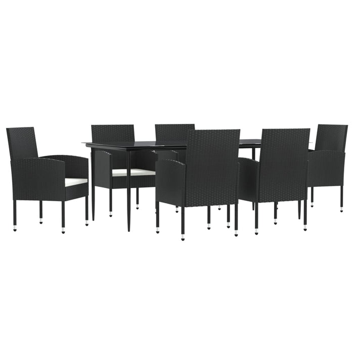 Set da Pranzo da Giardino 7 pz Nero in Polyrattan e Acciaio 3203310