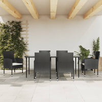 Set da Pranzo da Giardino 7 pz Nero in Polyrattan e Acciaio 3203310