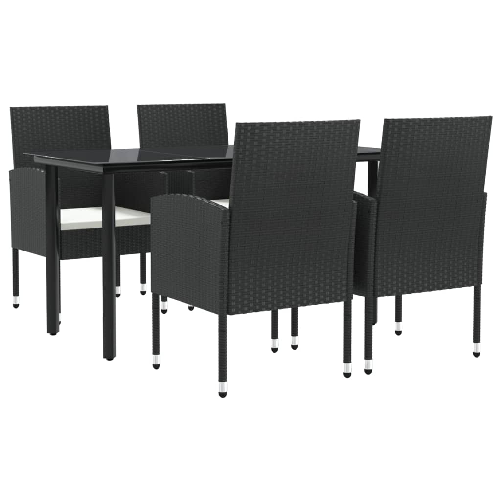 Set da Pranzo da Giardino 5 pz Nero in Polyrattan e Acciaiocod mxl 77235