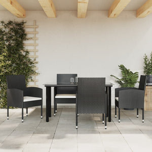 Set da Pranzo da Giardino 5 pz Nero in Polyrattan e Acciaiocod mxl 77235