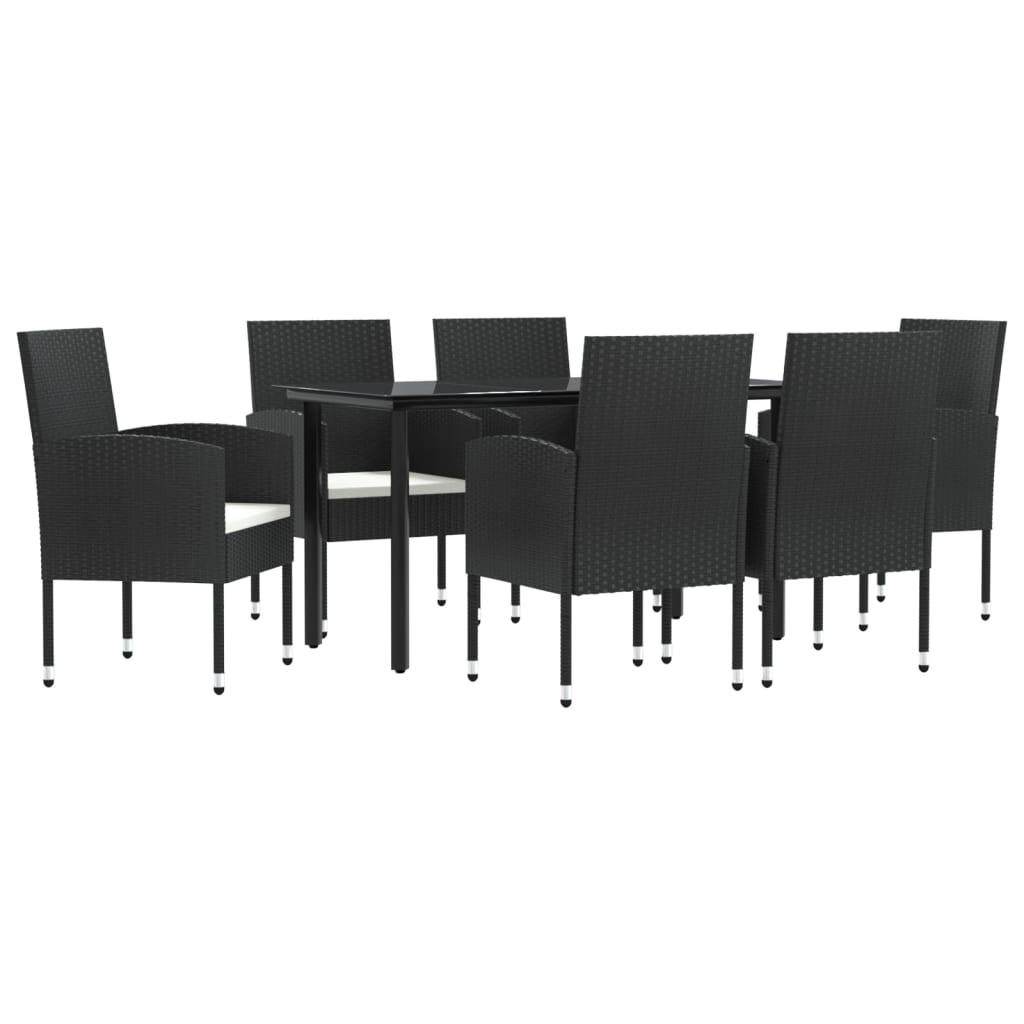 Set da Pranzo da Giardino 7 pz Nero in Polyrattan e Acciaio 3203315