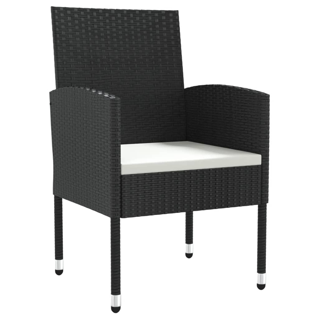 Set da Pranzo da Giardino 7 pz Nero in Polyrattan e Acciaio 3203315