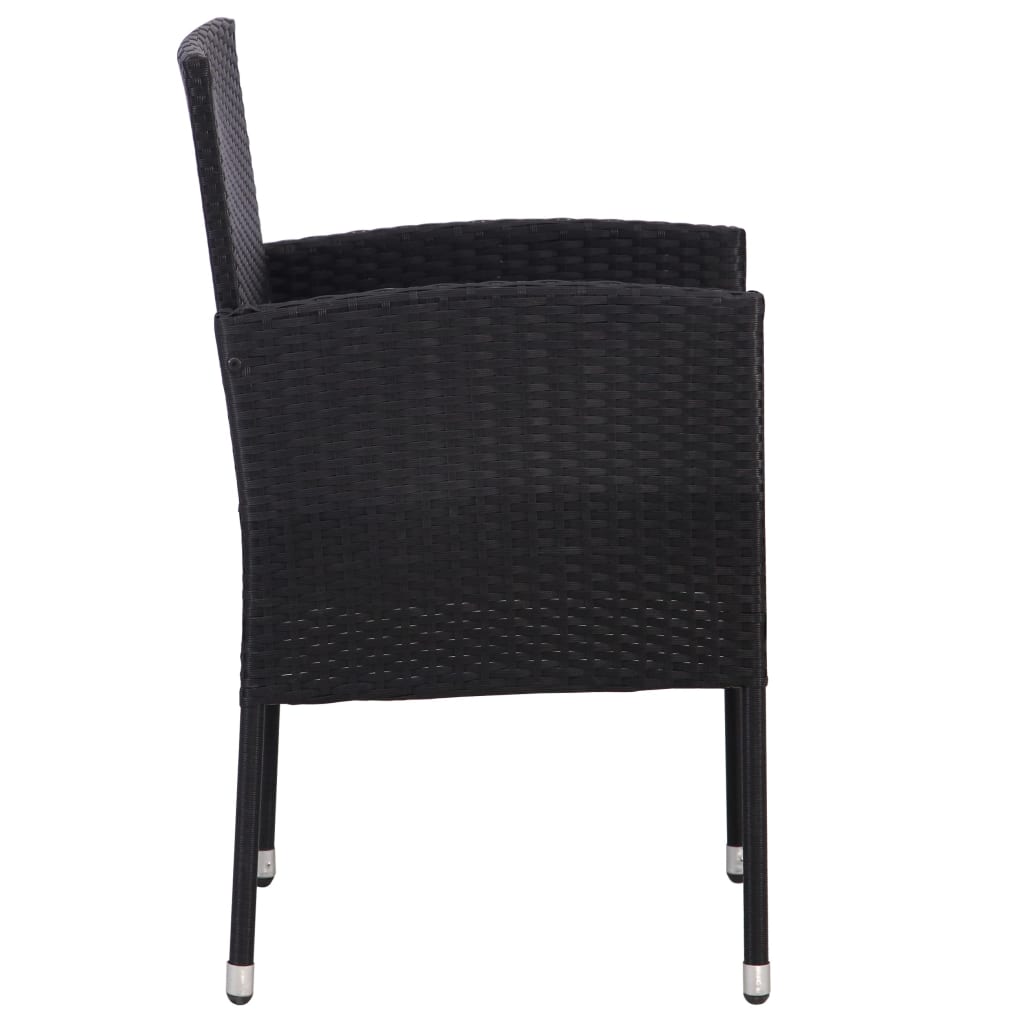 Set da Pranzo da Giardino 7 pz Nero in Polyrattan e Acciaio 3203315