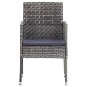 Set da Pranzo da Giardino 3 pz Nero Grigio Polyrattan e Acciaio 3203320