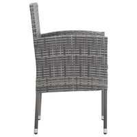 Set da Pranzo da Giardino 3 pz Nero Grigio Polyrattan e Acciaio 3203320