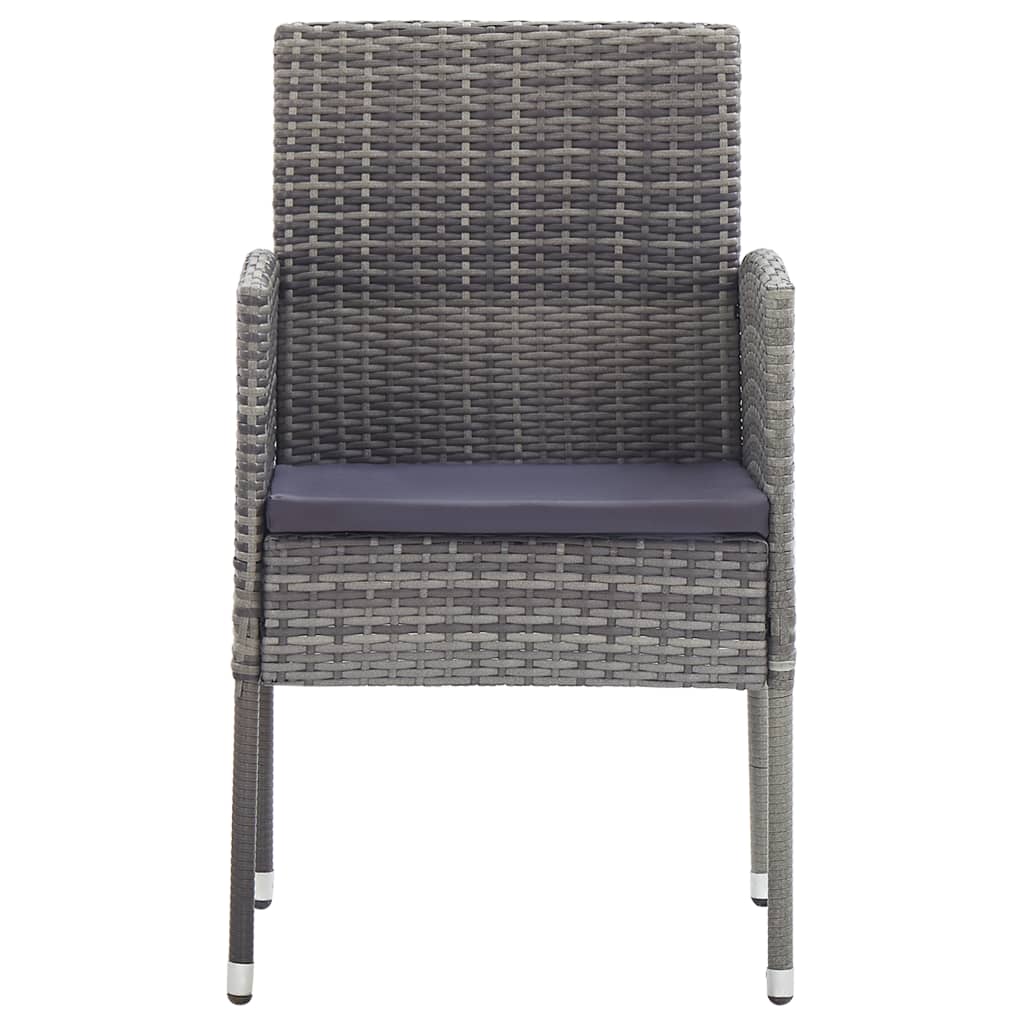 Set da Pranzo da Giardino 7 pz Nero Grigio Polyrattan e Acciaio 3203326