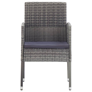 Set da Pranzo da Giardino 7 pz Nero Grigio Polyrattan e Acciaio 3203326