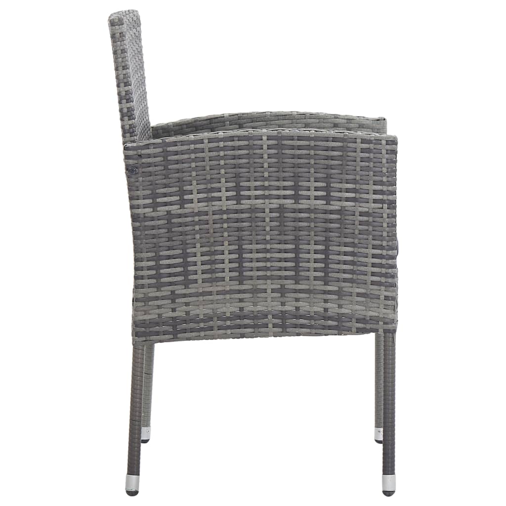 Set da Pranzo da Giardino 7 pz Nero Grigio Polyrattan e Acciaio 3203326