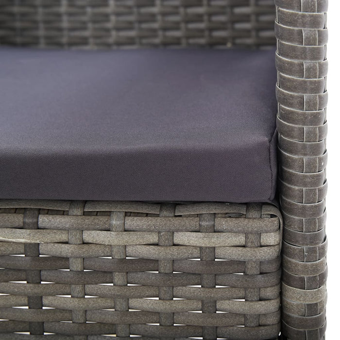 Set da Pranzo da Giardino 7 pz Nero Grigio Polyrattan e Acciaio 3203326