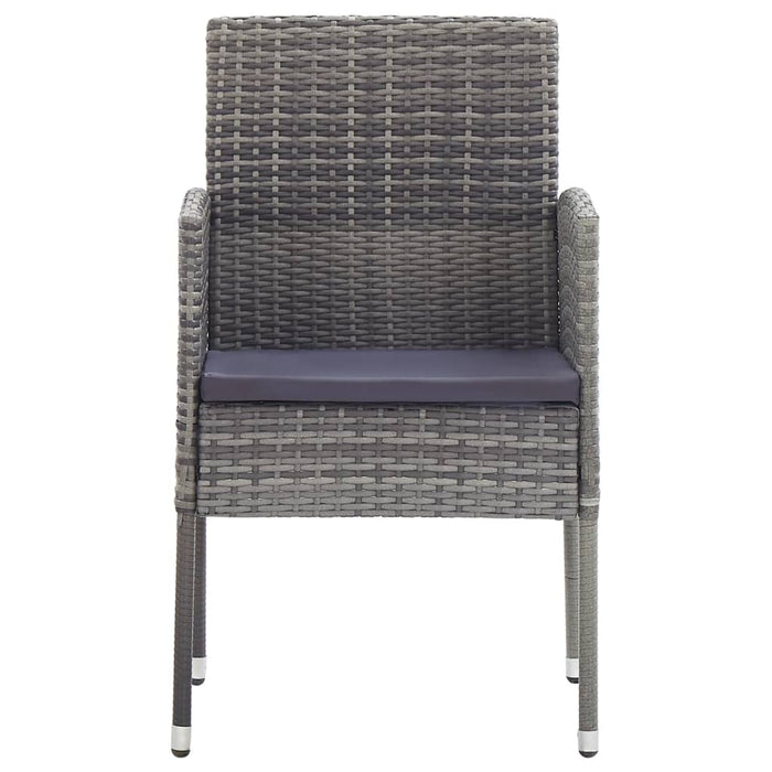 Set da Pranzo da Giardino 7 pz Nero Grigio Polyrattan e Acciaio 3203331