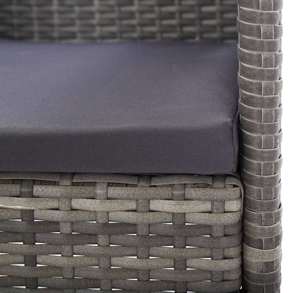 Set da Pranzo da Giardino 7 pz Nero Grigio Polyrattan e Acciaio 3203331