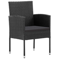 Set da Pranzo da Giardino 7 pz Nero in Polyrattan e Acciaio 3203341