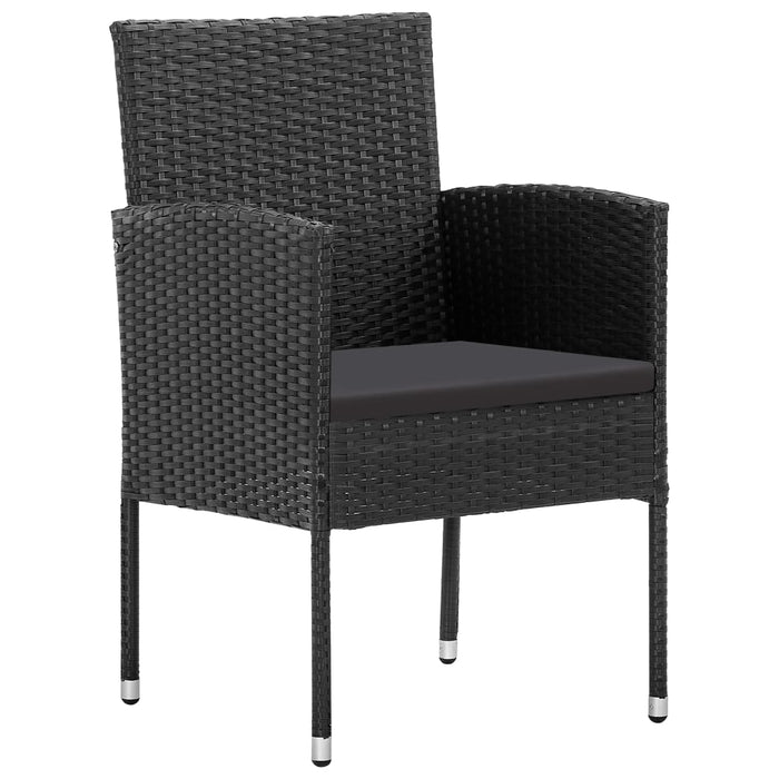 Set da Pranzo da Giardino 7 pz Nero in Polyrattan e Acciaio 3203341