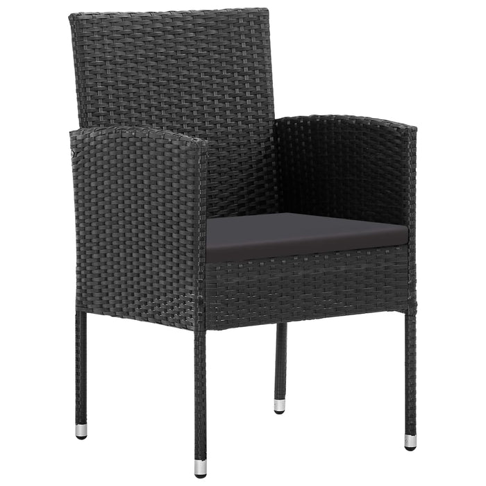 Set da Pranzo da Giardino 7 pz Nero in Polyrattan e Acciaio 3203342