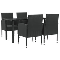 Set da Pranzo da Giardino 5 pz Nero in Polyrattan e Acciaiocod mxl 125042